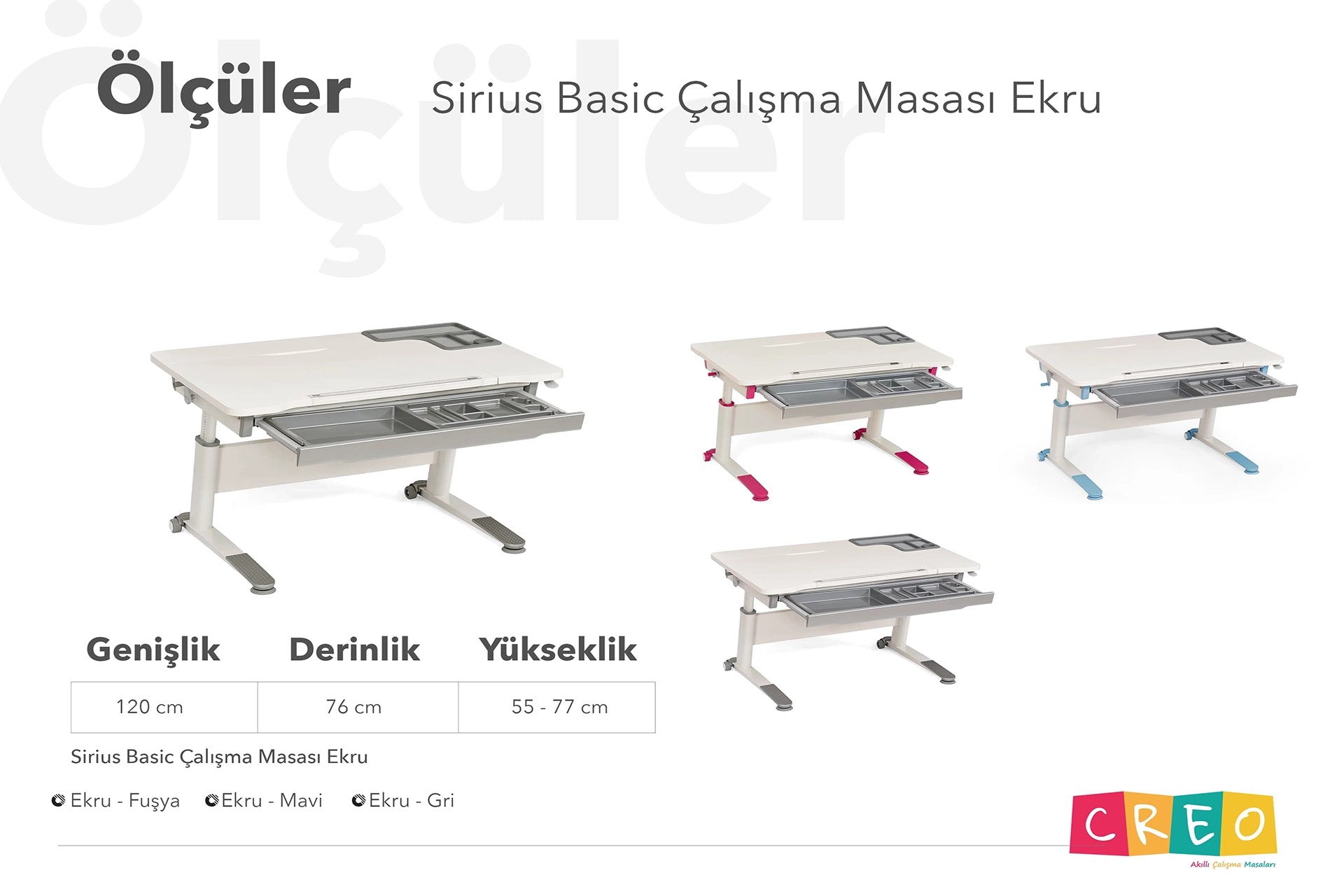 Sirius Basic Çalışma Masası - Ekru / Fuşya