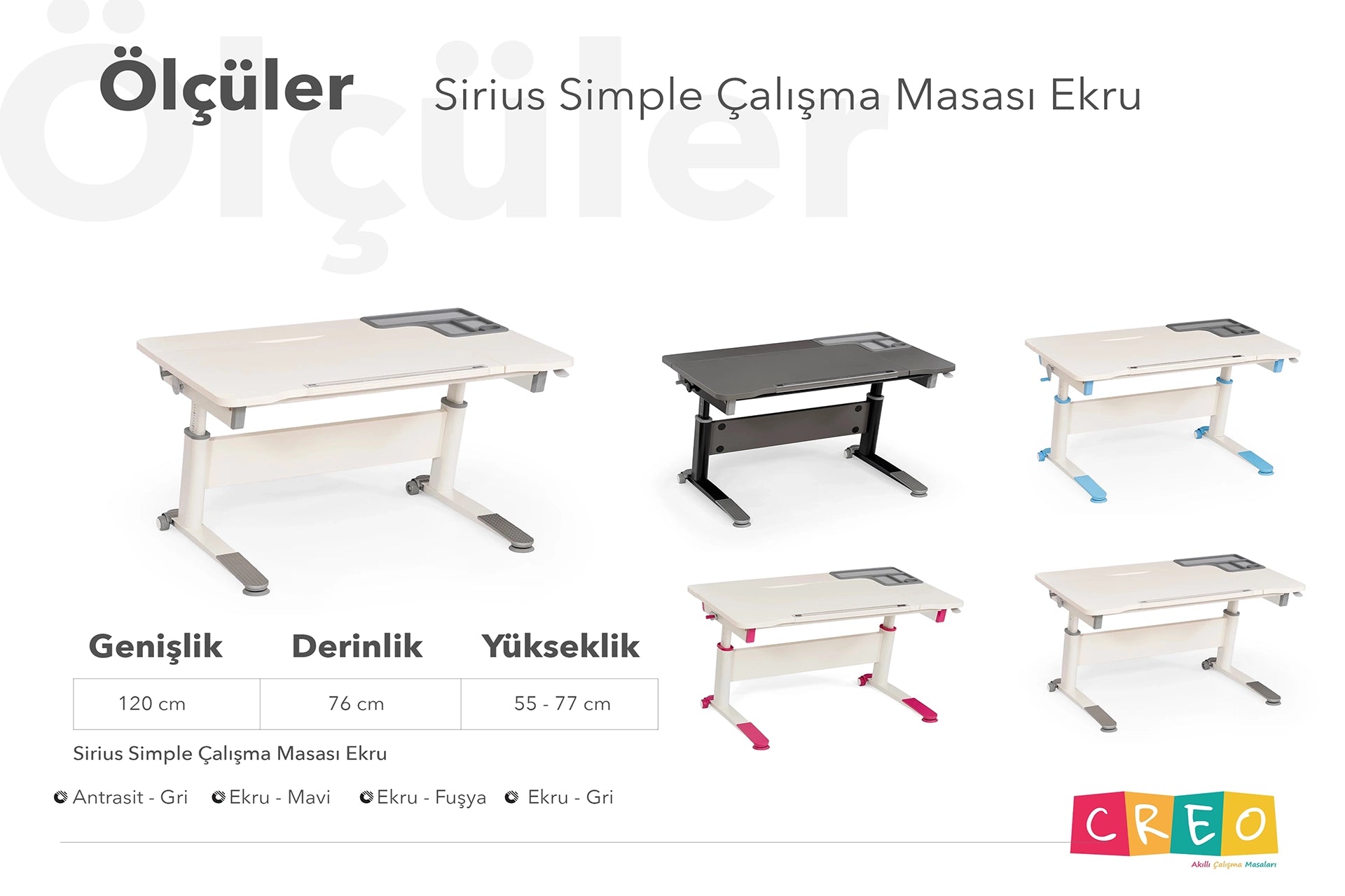 Sirius Simple Çalışma Masası - Ekru / Mavi