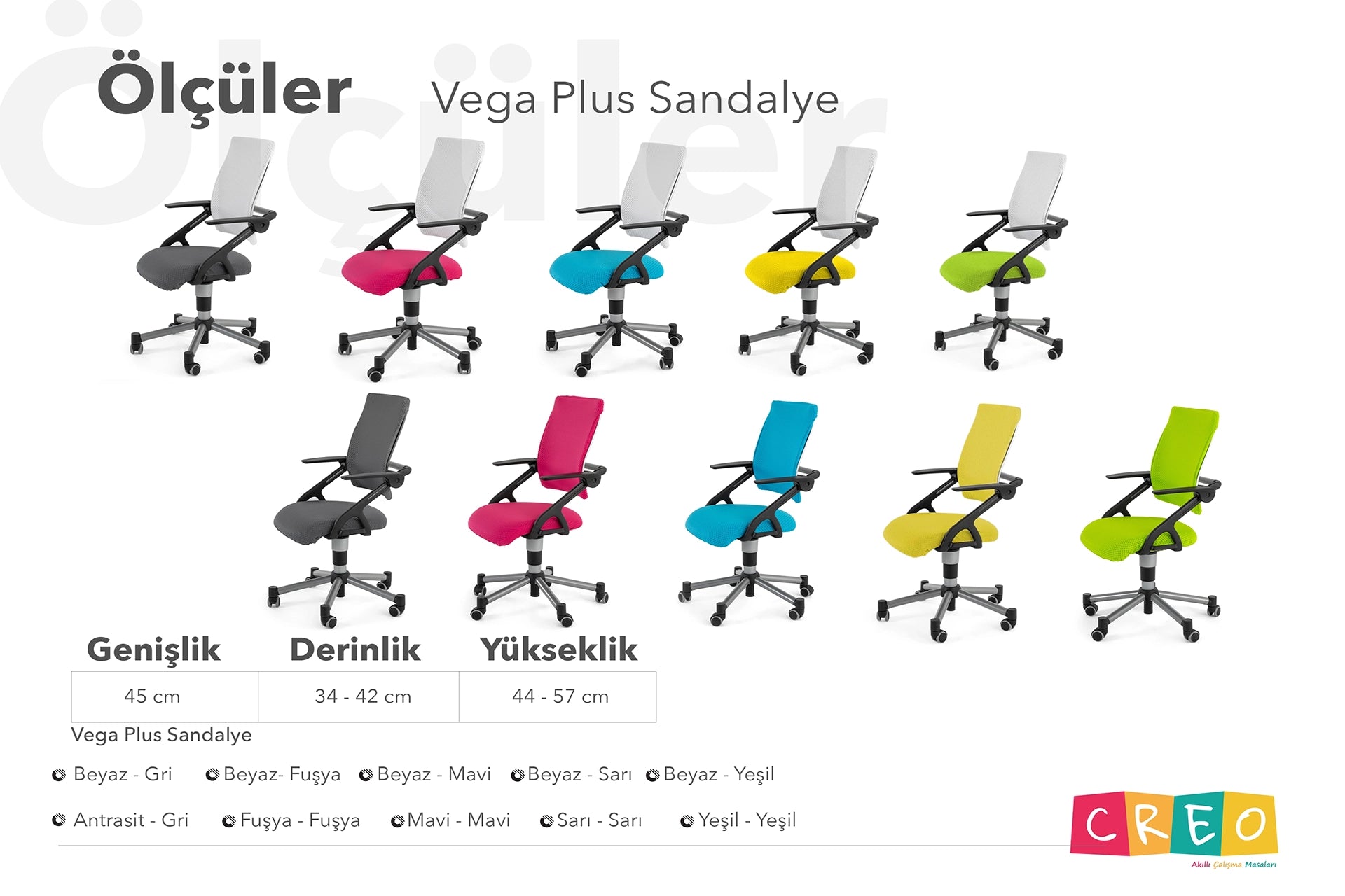 Vega Plus Sandalye - Antrasit / Beyaz