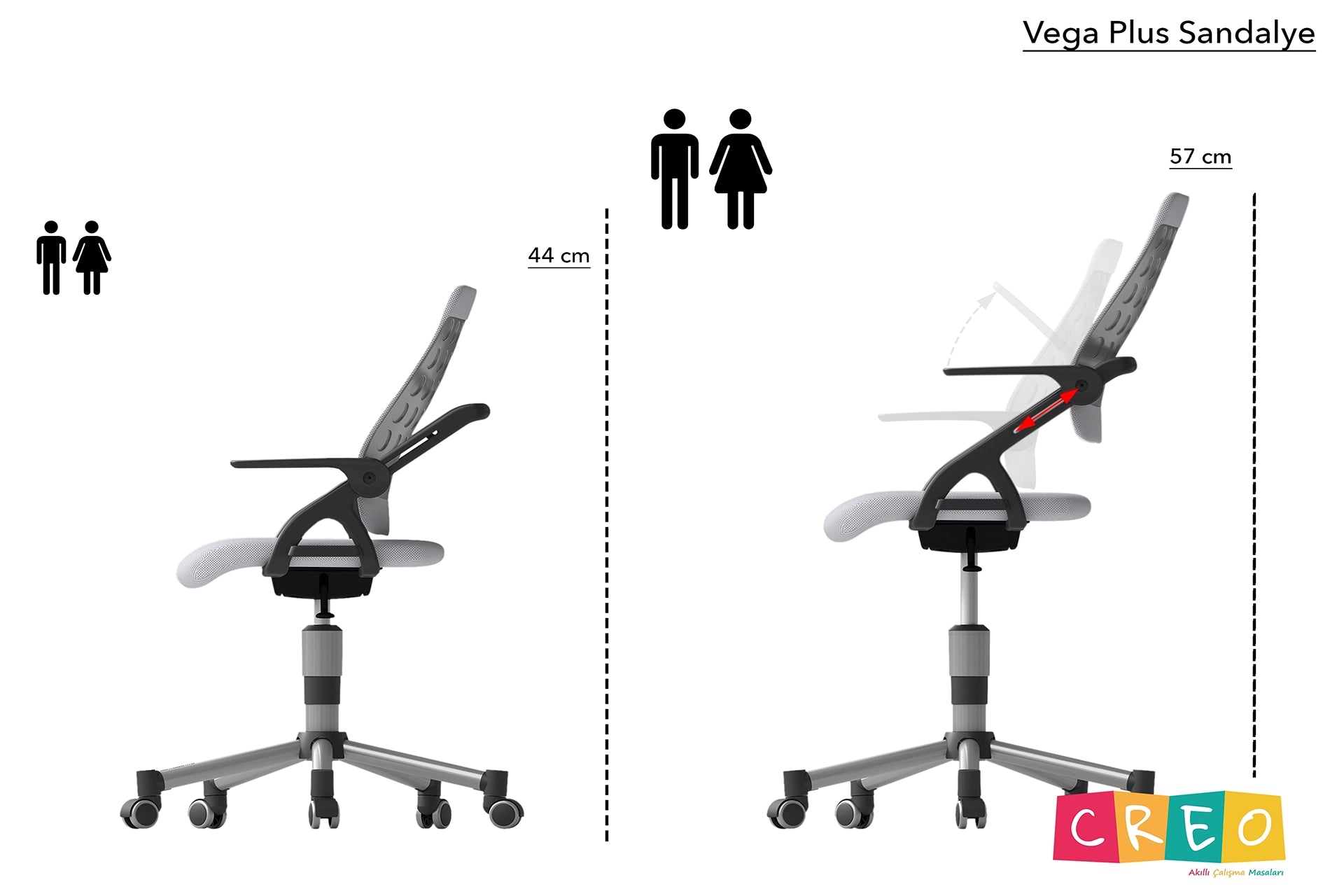 Vega Plus Sandalye - Antrasit / Beyaz