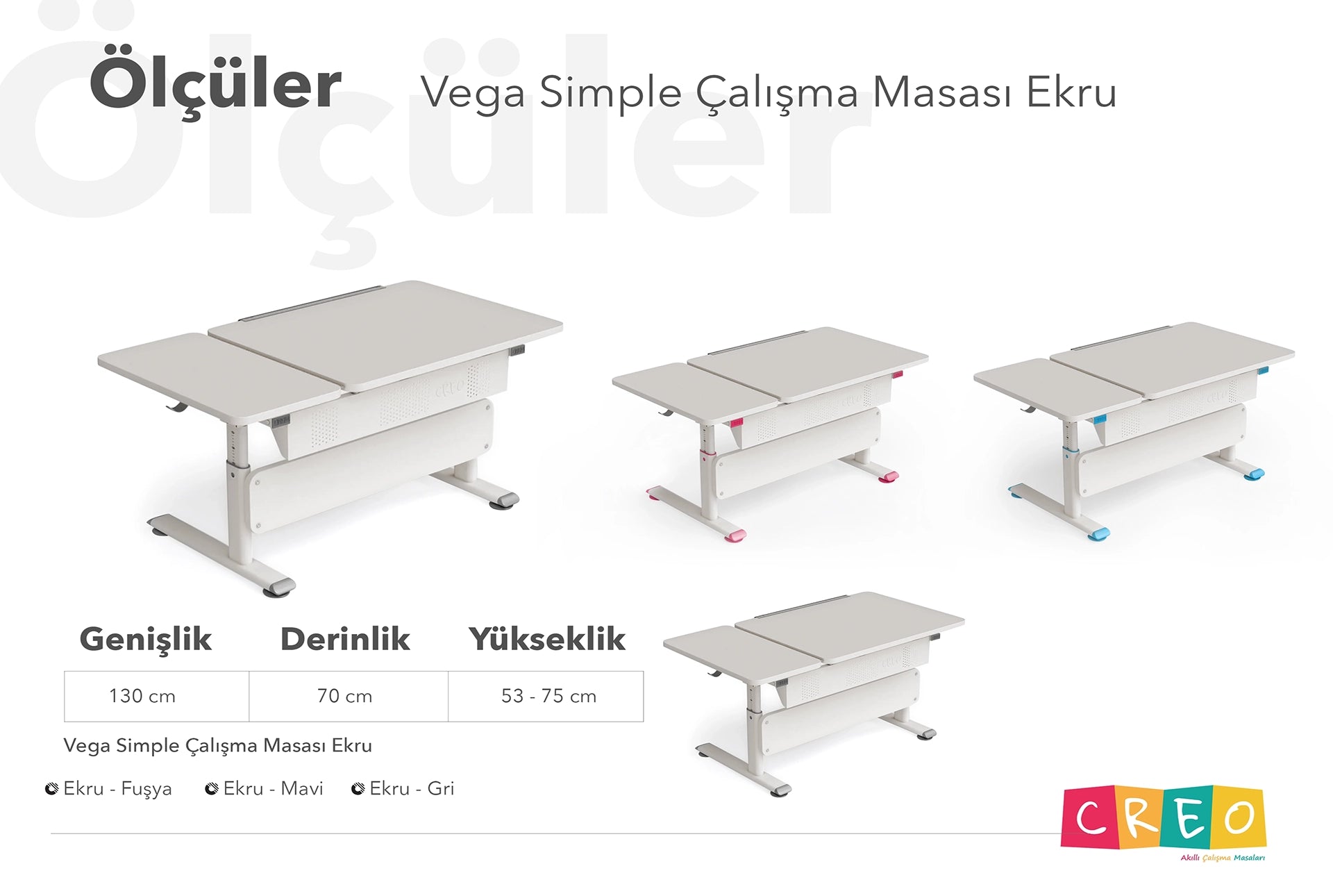 Vega Simple Çalışma Masası - Ekru / Gri