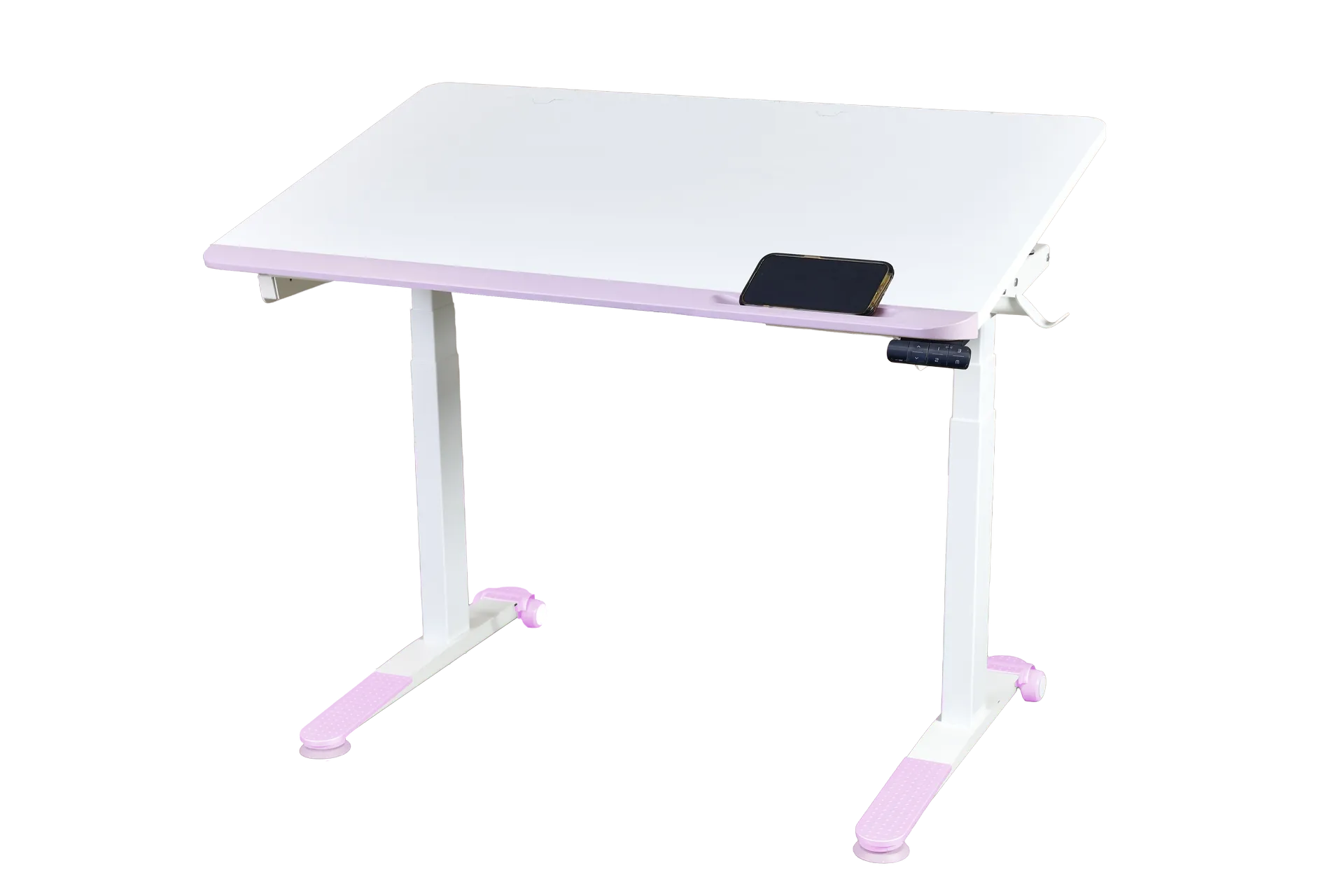 Omni Simple Elektrikli Masa - Beyaz / Toz Pembe