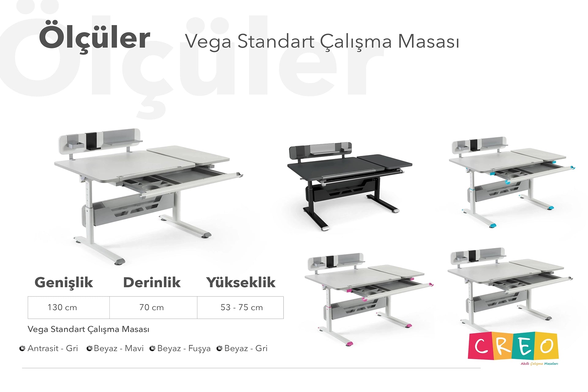 Vega Standart Çalışma Masası - Antrasit / Gri