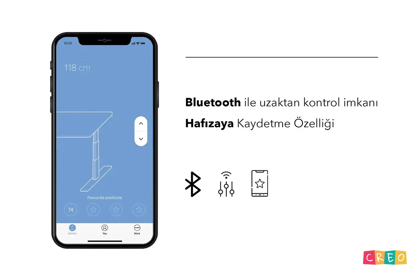 Orion Yükseklik Ayarlı Hafızalı Bluetooth Kumandalı Çalışma Masası - Antrasit