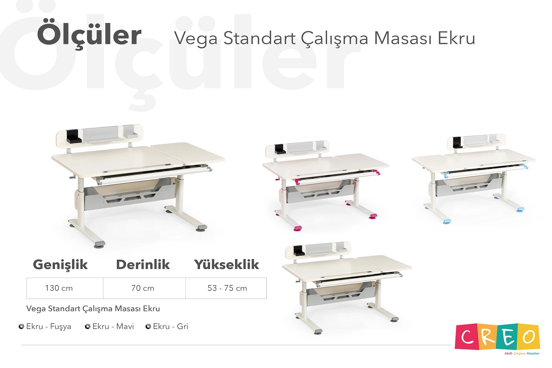 Vega Standart Çalışma Masası - Ekru / Mavi