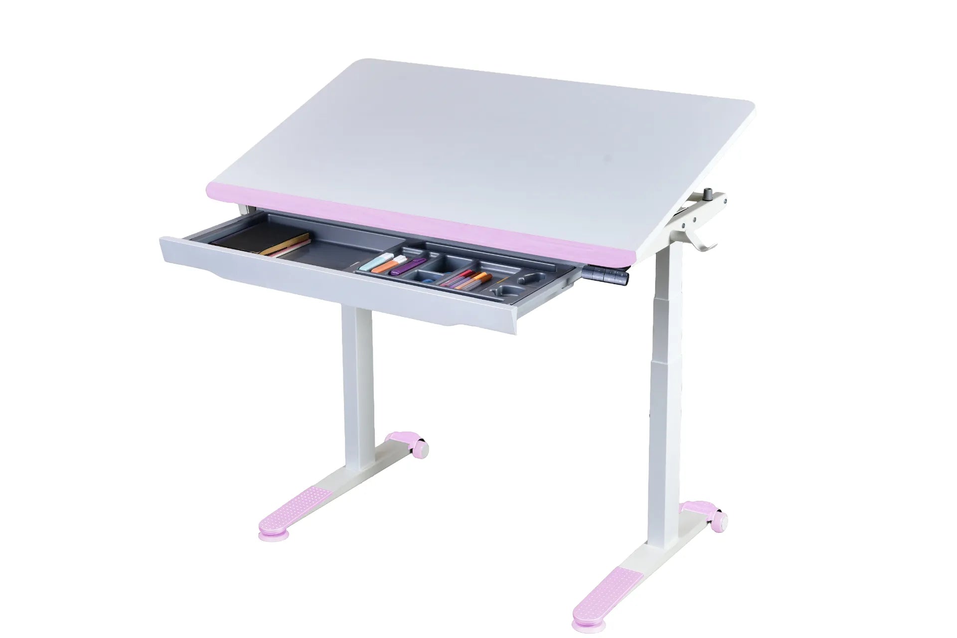 Omni Basic Elektrikli Masa - Beyaz / Toz Pembe