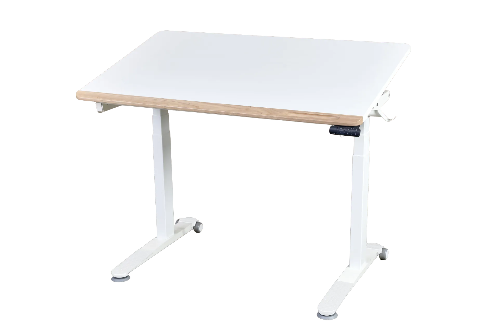 Omni Simple Elektrikli Masa - Beyaz / Amerikan Meşe