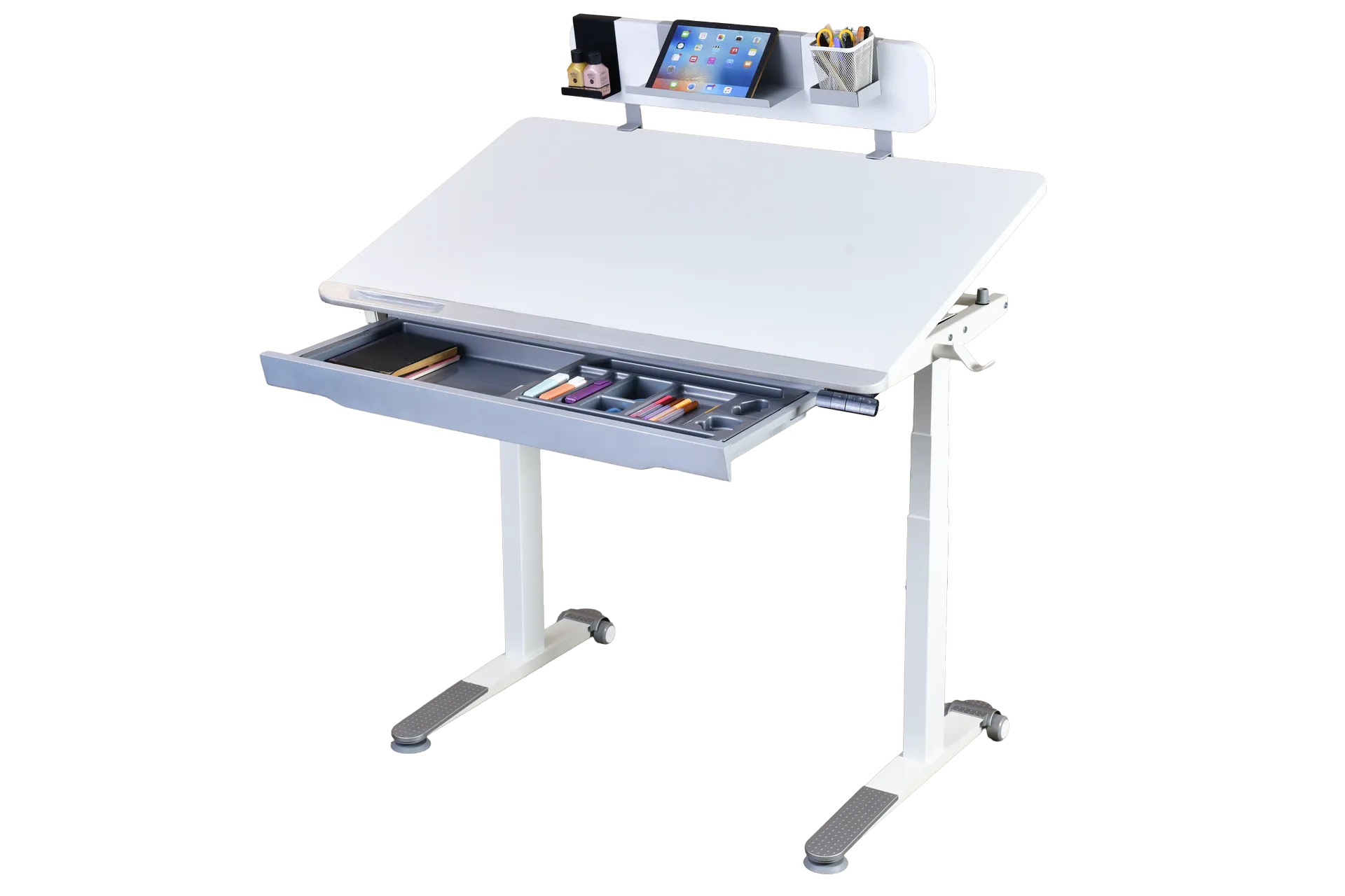 Omni Standart Elektrikli Masa - Beyaz / Gri