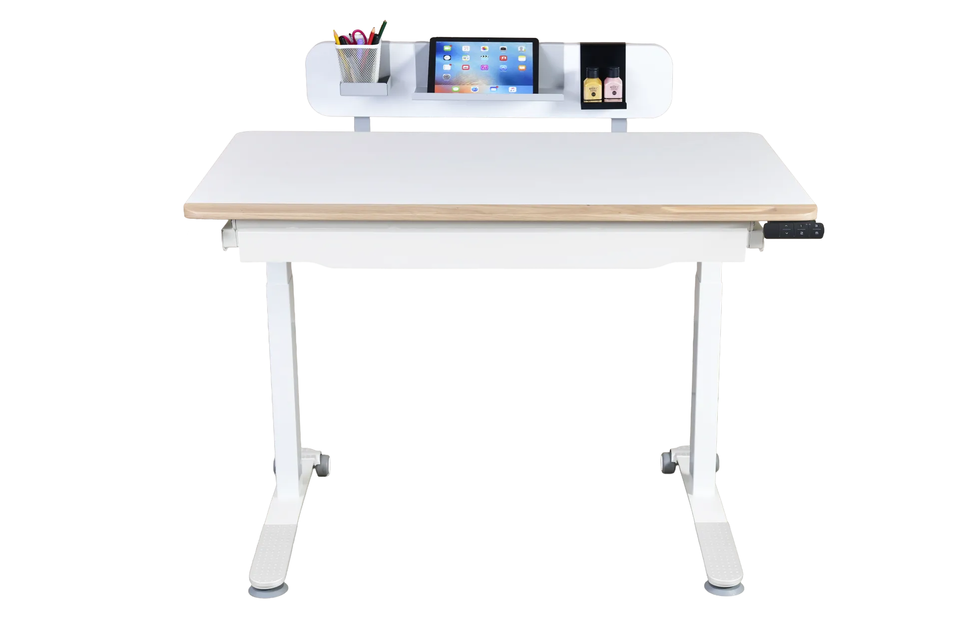 Omni Standart Elektrikli Masa - Beyaz / Amerikan Meşe