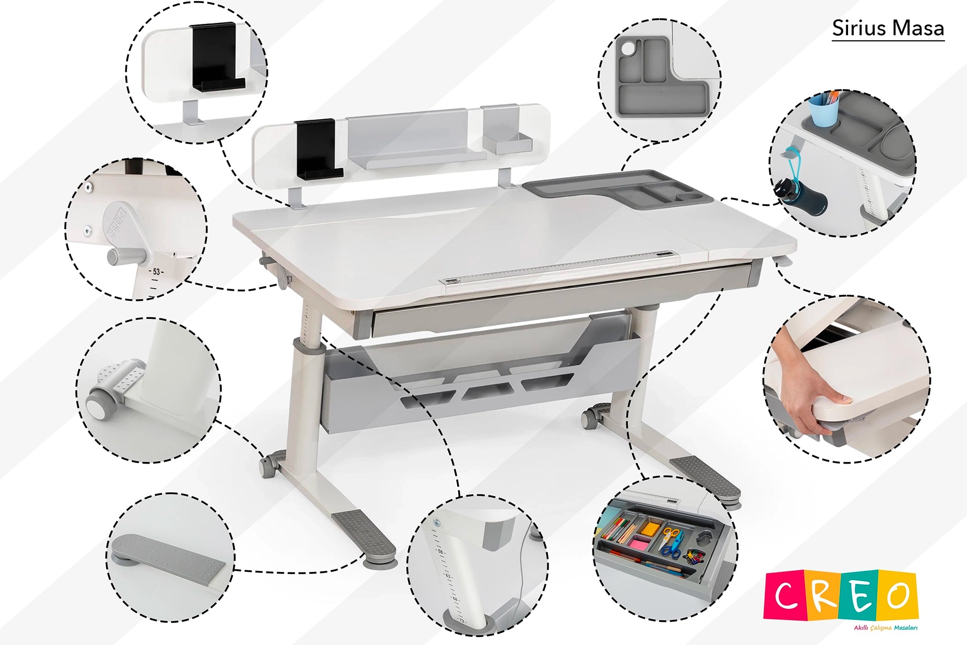 Sirius Advanced Çalışma Masası Takımı - Beyaz / Mavi